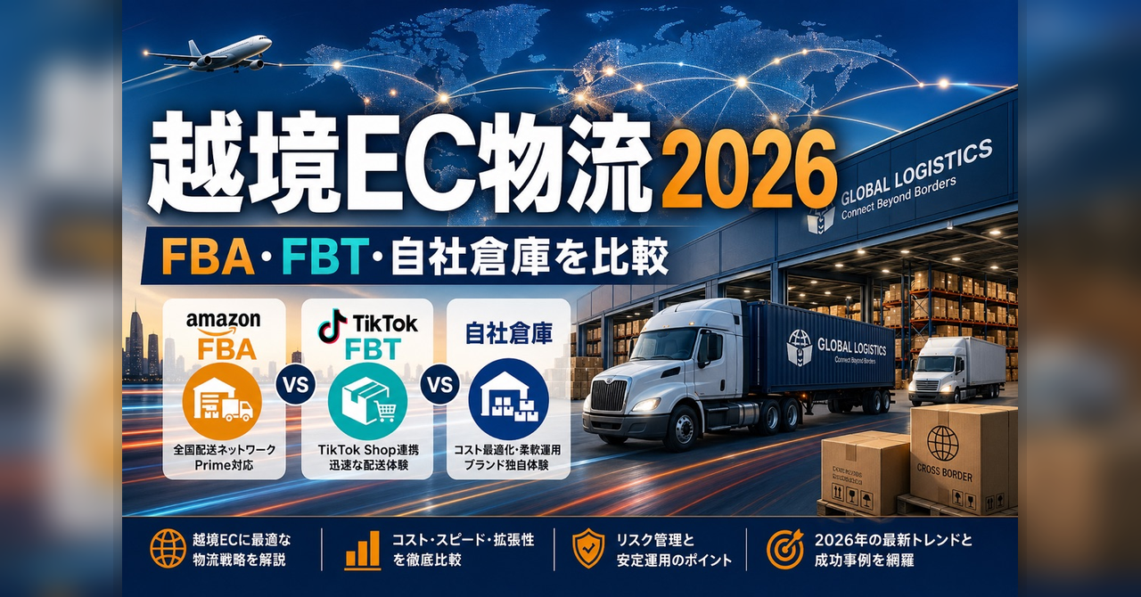 越境EC物流2026 — Amazon FBA vs TikTok FBT vs 自社倉庫徹底比較