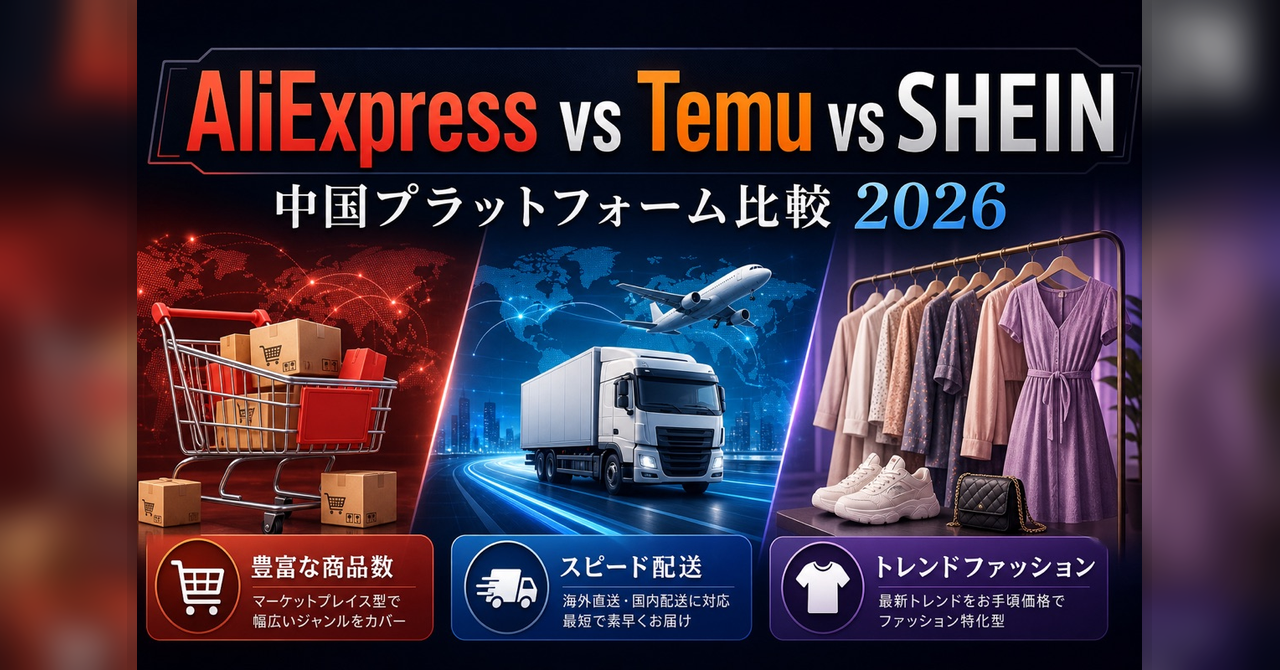 AliExpress vs Temu vs SHEIN — 中国プラットフォーム徹底比較2026