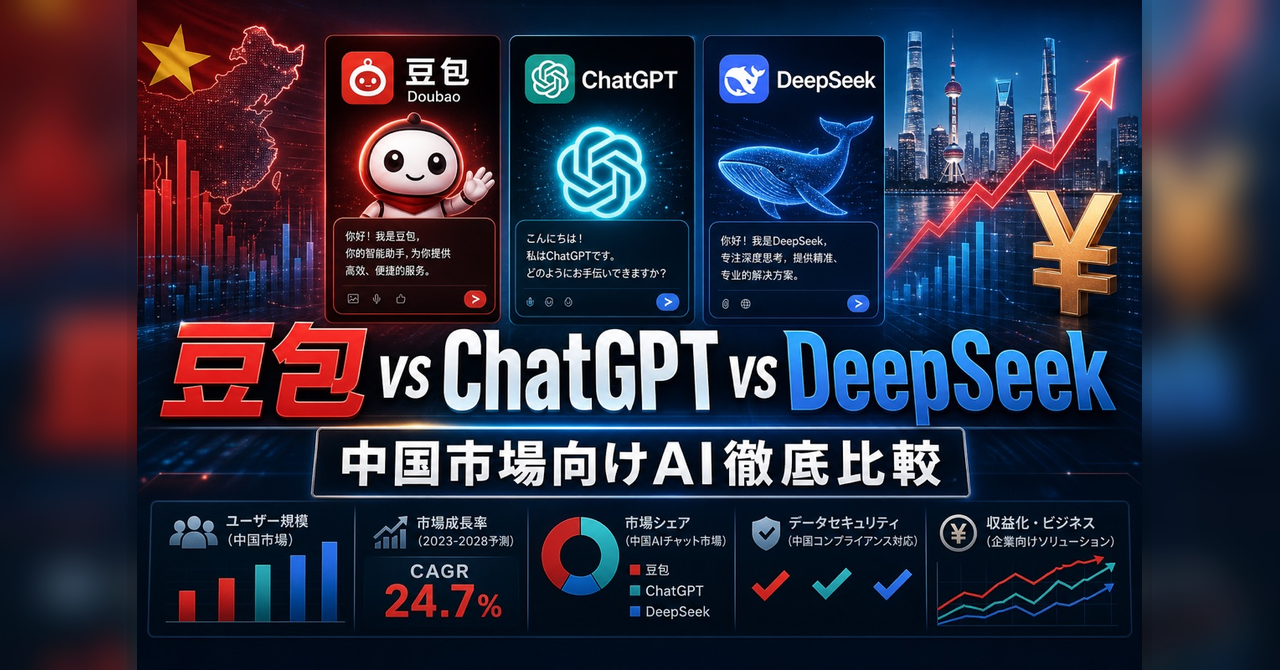 豆包(Doubao) vs ChatGPT vs DeepSeek — 中国市場向けAI徹底比較